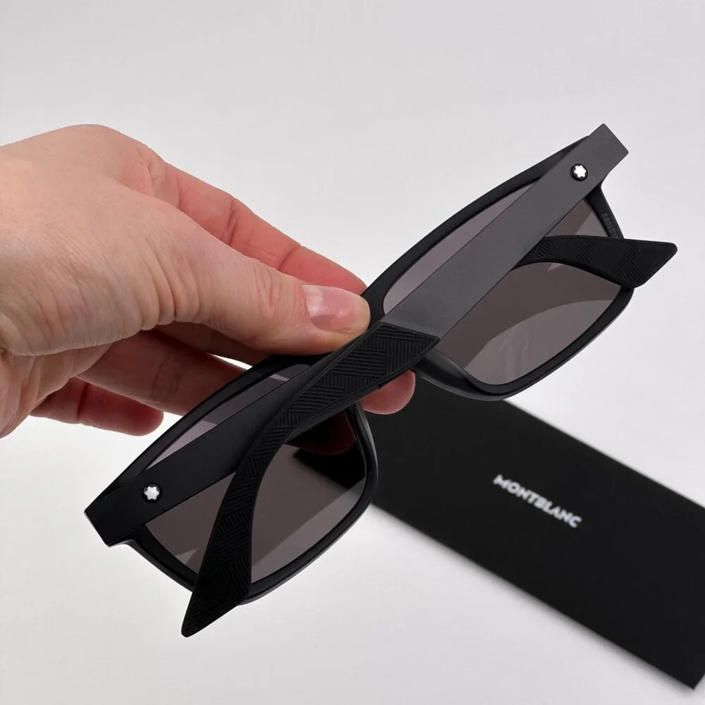 Montblanc Men Sunglasses Matte Black Grey Rectangle Frame Grey | Model MB0299S